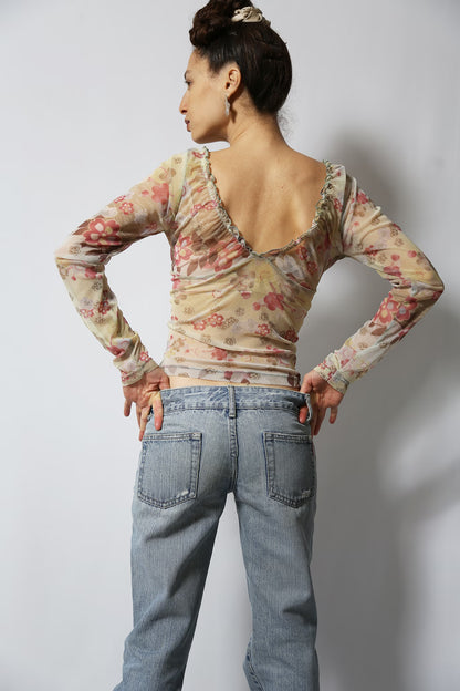 The Pastel Floral Mesh Top