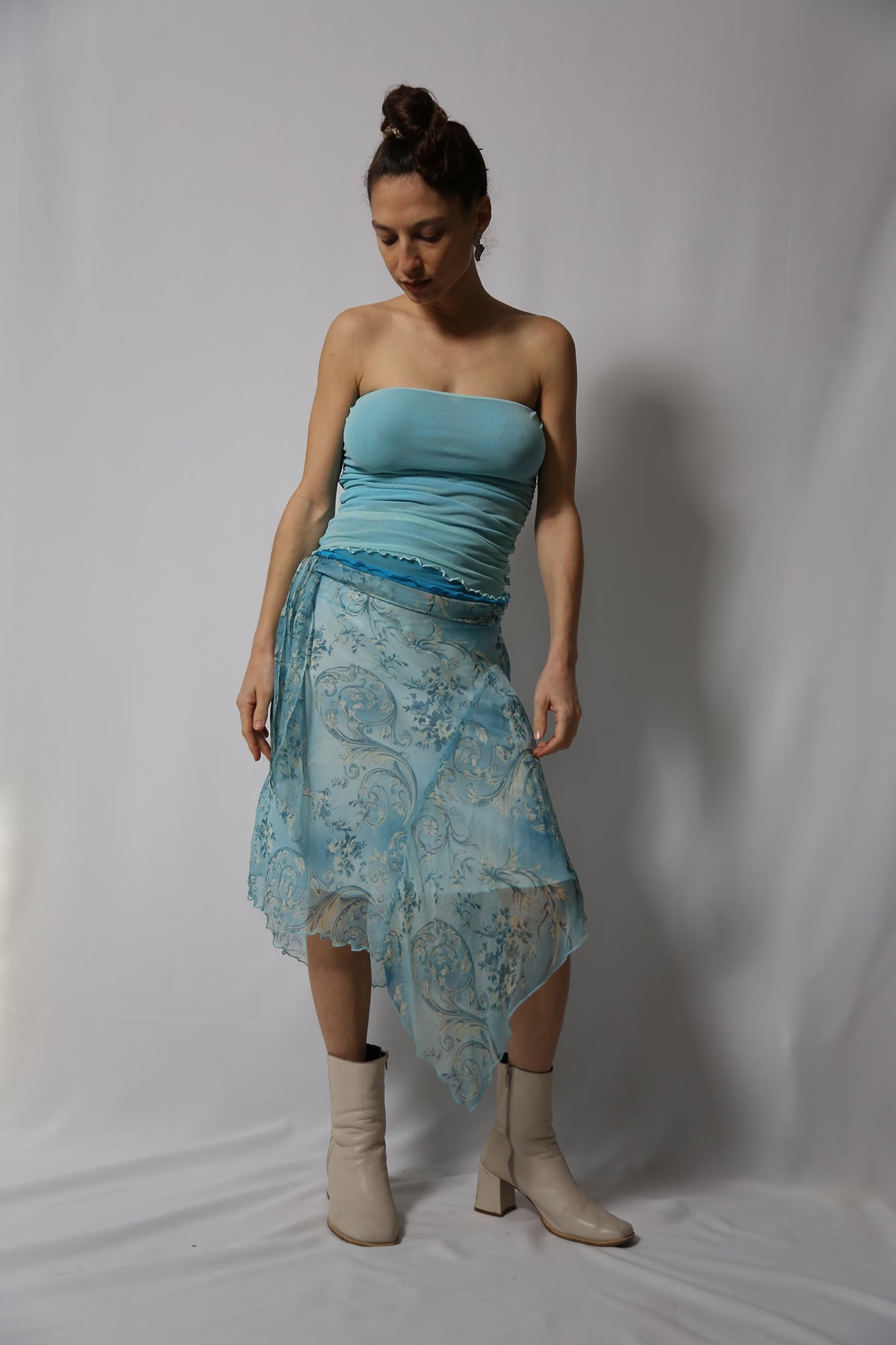 The Turquoise Mesh Strapless Top