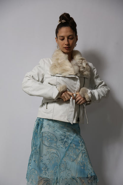 The Beige Leather & Fur Coat
