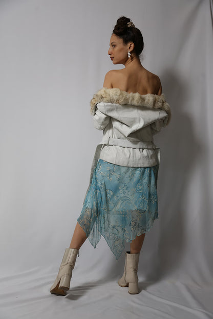 The Beige Leather & Fur Coat