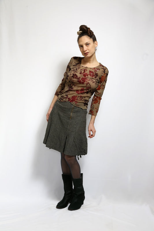 The Velvet-Embroidered Mesh Top