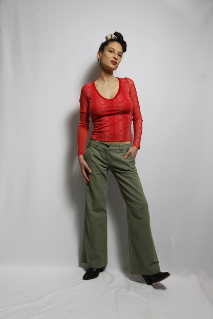 The Red Snake Mesh Top