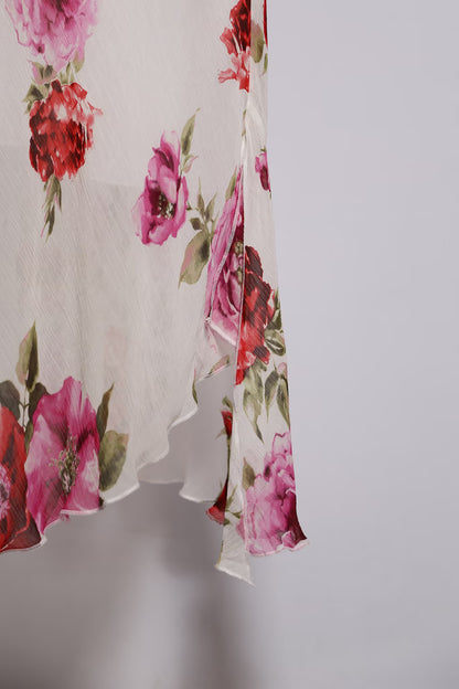 The 90s Pink & Red Roses Viscose Maxi Skirt