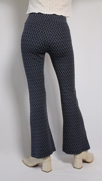 The 90s Dark Blue Printed Flared Tights