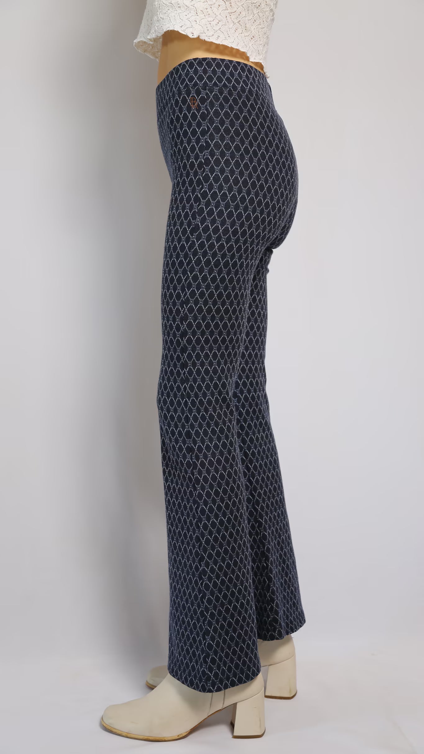 The 90s Dark Blue Printed Flared Tights