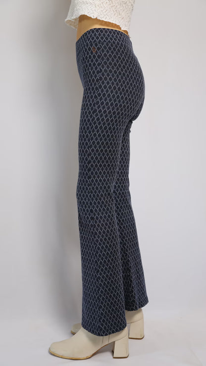 The 90s Dark Blue Printed Flared Tights