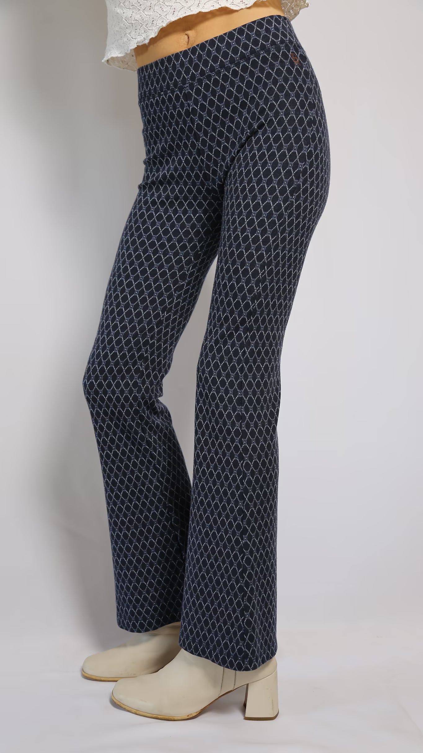 The 90s Dark Blue Printed Flared Tights