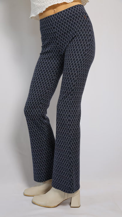 The 90s Dark Blue Printed Flared Tights