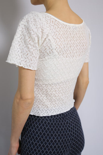 The White Cropped Lace Top