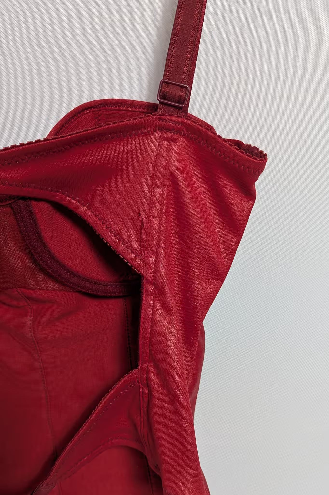 The 90s Red Leather-Like Corset